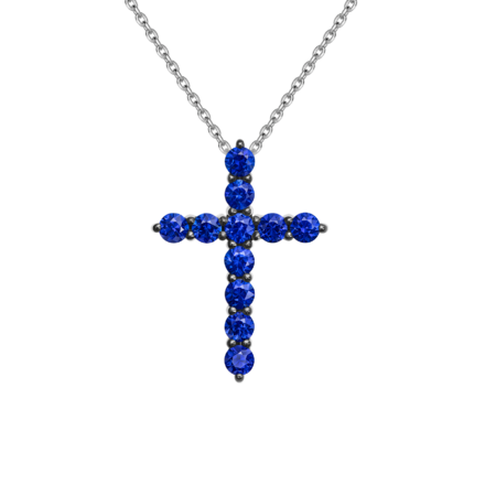 Колье с сапфирами и бриллиантом, белое золото