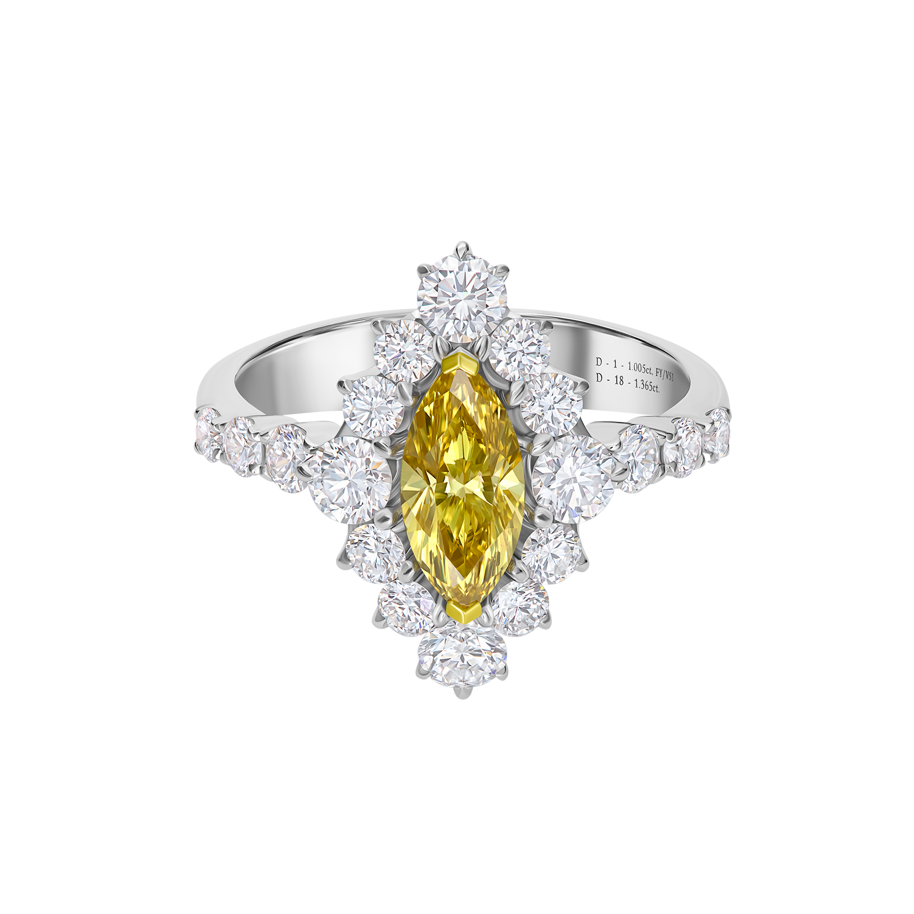 Кольцо с бриллиантами, белое золото