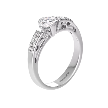 Помолвочное кольцо с бриллиантами, белое золото