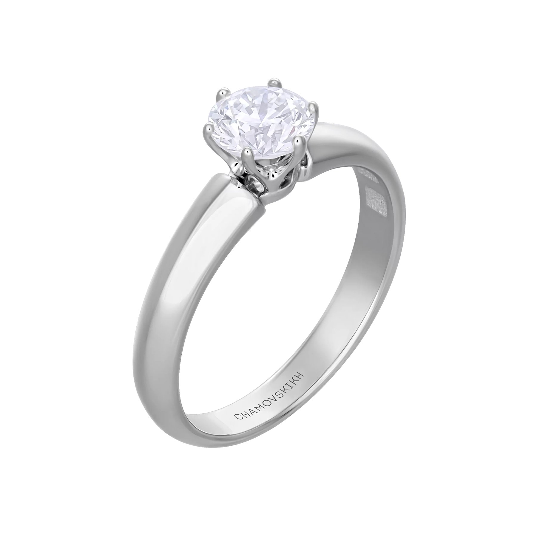 Кольцо с бриллиантом, белое золото