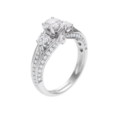 Помолвочное кольцо с бриллиантами, белое золото