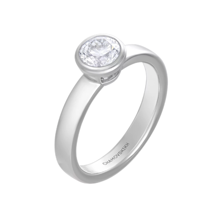 Помолвочное кольцо с бриллиантом, белое золото