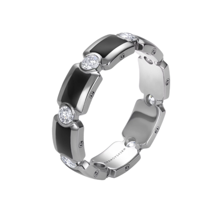 Кольцо с бриллиантами, белое золото, н. керамика