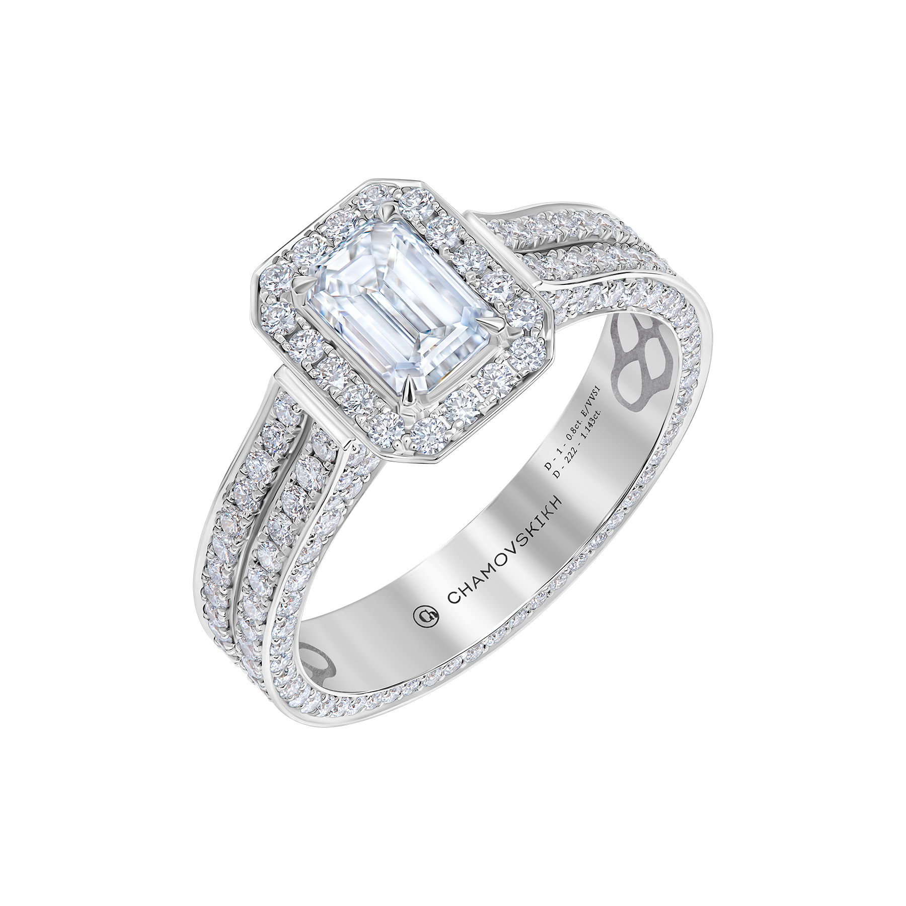 Кольцо с бриллиантами, белое золото