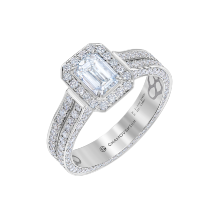 Кольцо с бриллиантами, белое золото