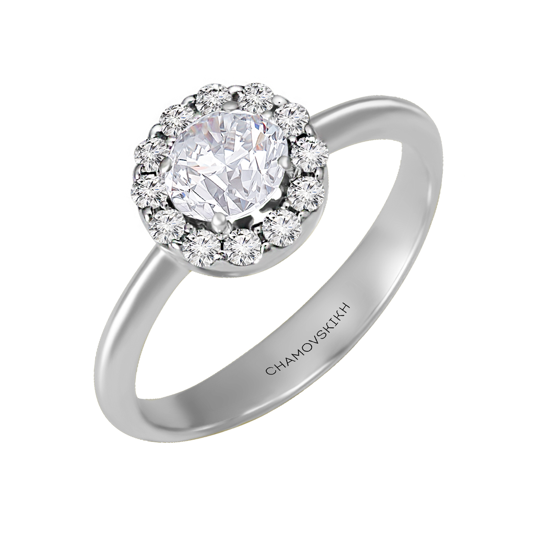 Кольцо с бриллиантами, белое золото