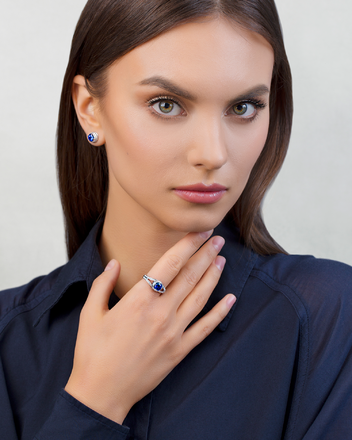 Пусеты с сапфирами, белое золото 2