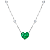 Колье с изумрудом и бриллиантами, белое золото