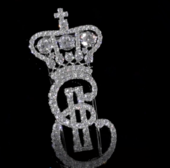 Брошь с бриллиантами, белое золото