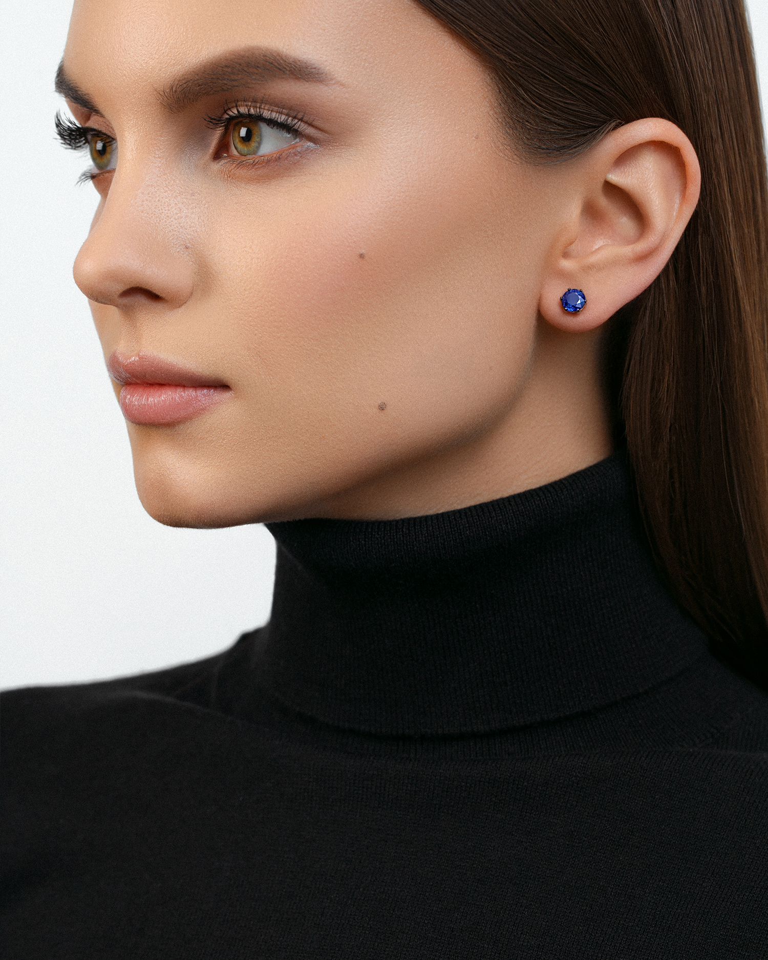 Пусеты с сапфирами, белое золото, н.керамика