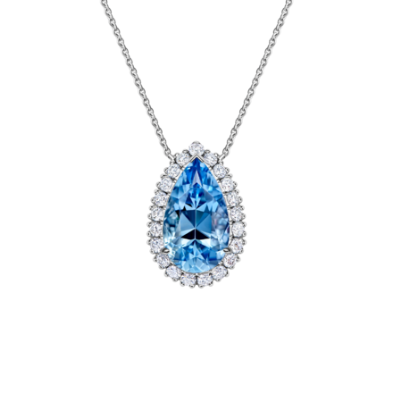 Колье с аквамарином и бриллиантами, белое золото