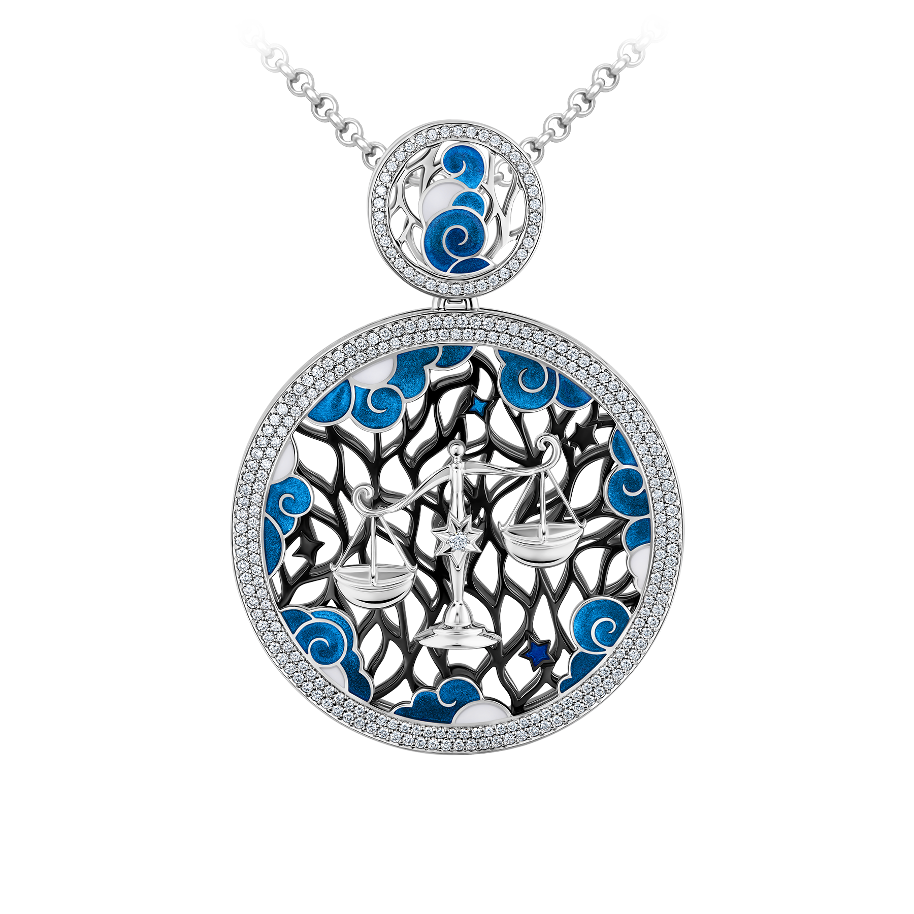 Подвес с бриллиантами, белое золото, н.керамика