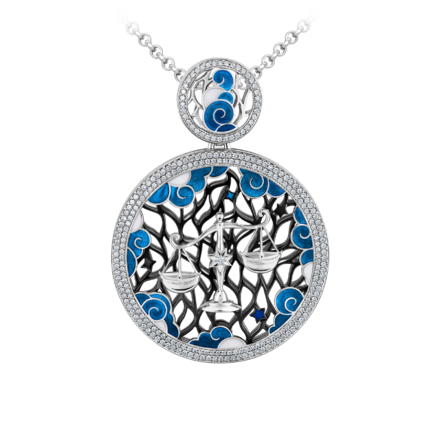 Подвес с бриллиантами, белое золото, н.керамика