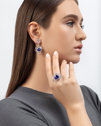 Серьги с сапфирами и бриллиантами, белое золото 3