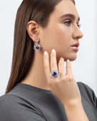 Кольцо с сапфиром и бриллиантами, белое золото