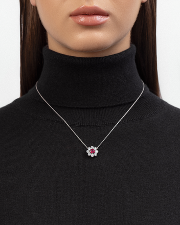 Колье с рубином и бриллиантами, белое золото 3