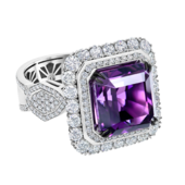Кольцо с аметистом и бриллиантами, белое золото