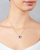 Колье с рубином и бриллиантами, белое золото