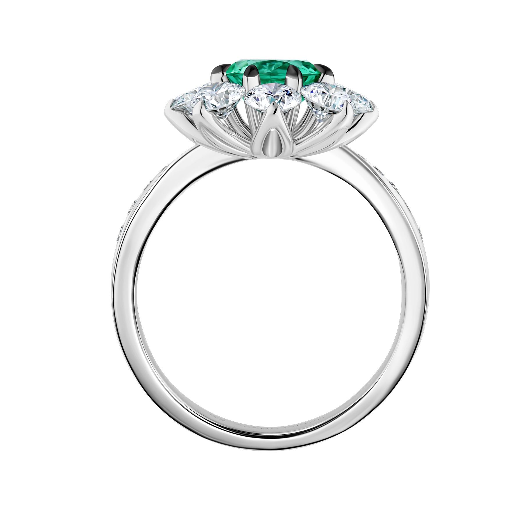 Кольцо с изумрудом и бриллиантами, белое золото