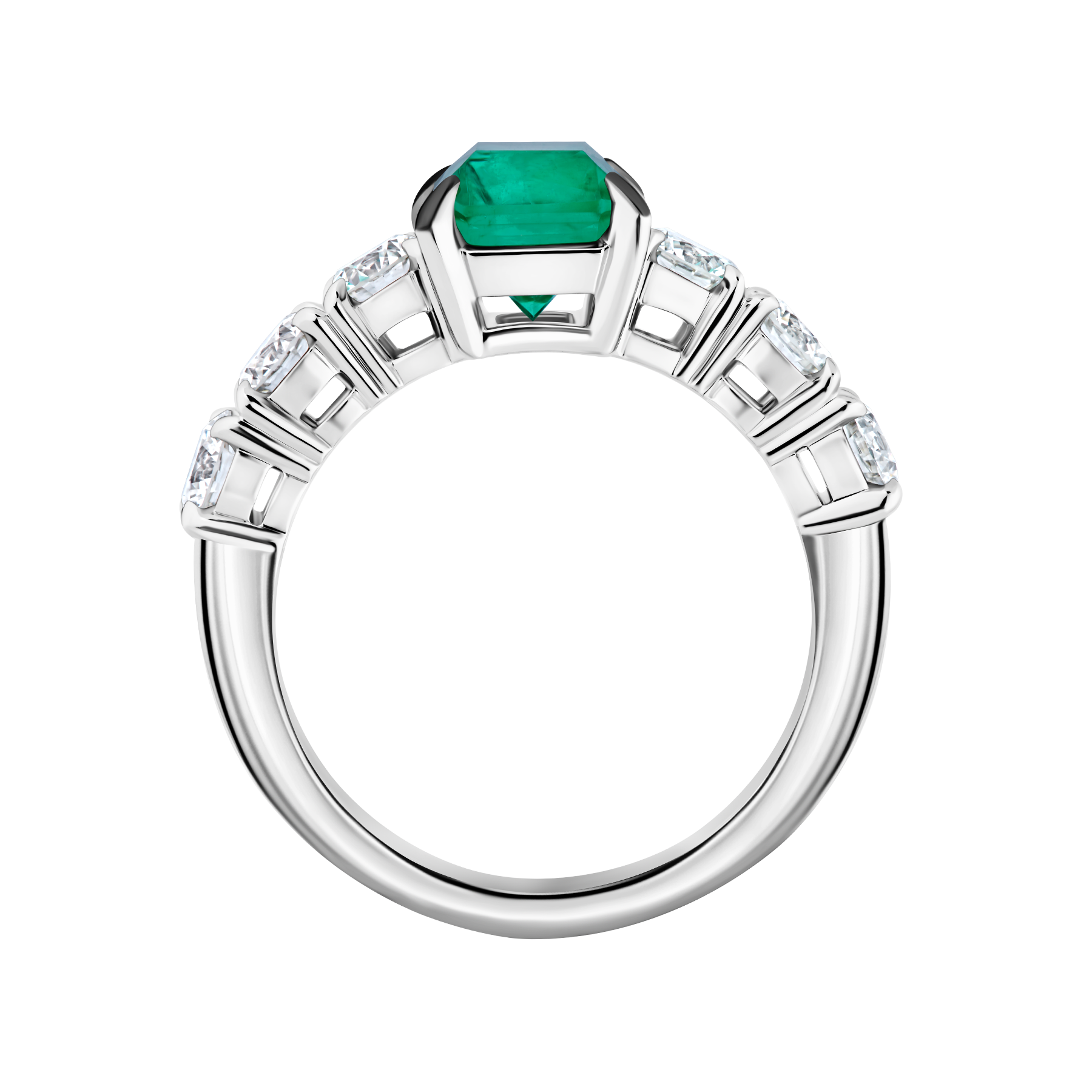 Кольцо с изумрудом и бриллиантами, платина