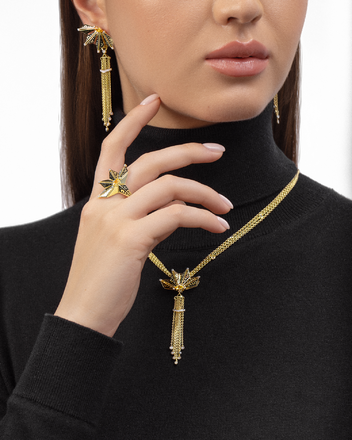 Кольцо с желтым сапфиром и бриллиантами, желтое золото, н.керамика 2