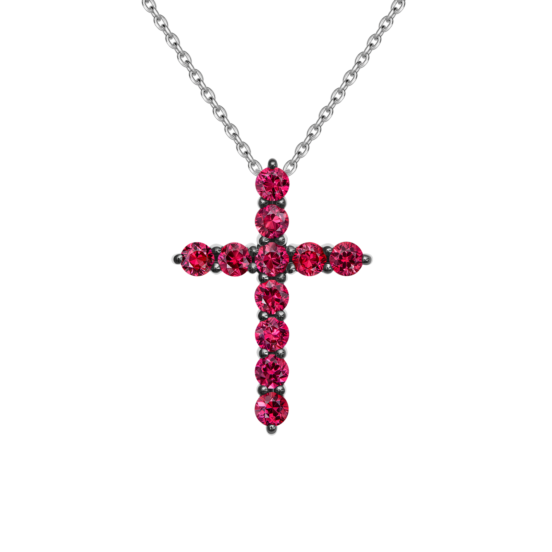 Колье с рубинами и бриллиантом, белое золото