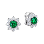 Серьги с изумрудами и бриллиантами, белое золото