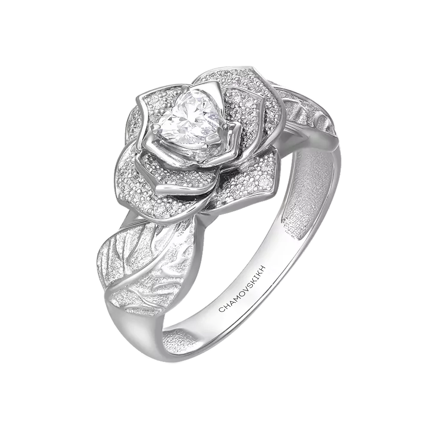 Кольцо с бриллиантами, белое золото