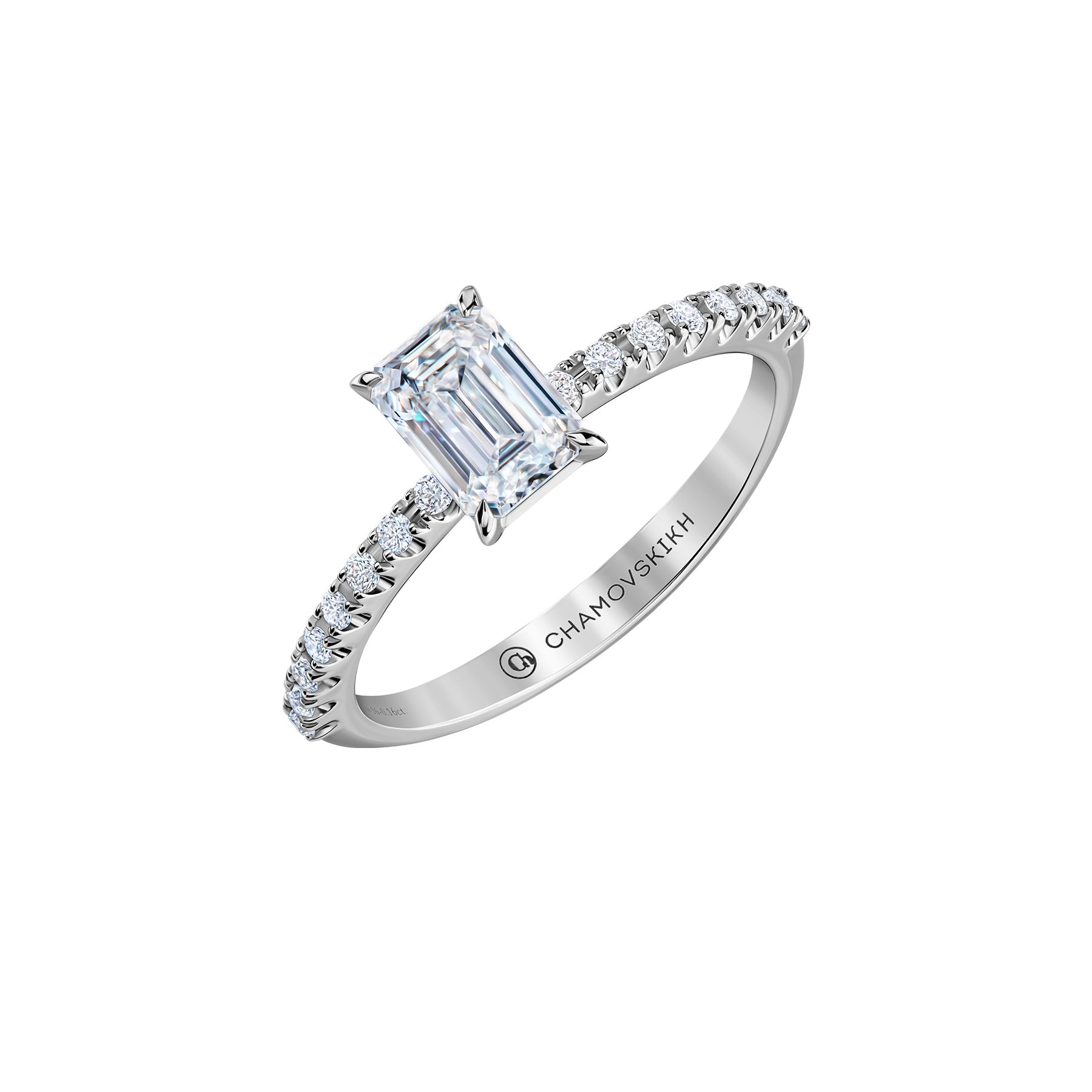 Кольцо с бриллиантами, белое золото