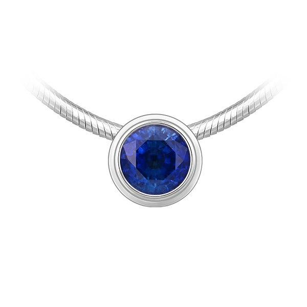 Колье с сапфиром, белое золото