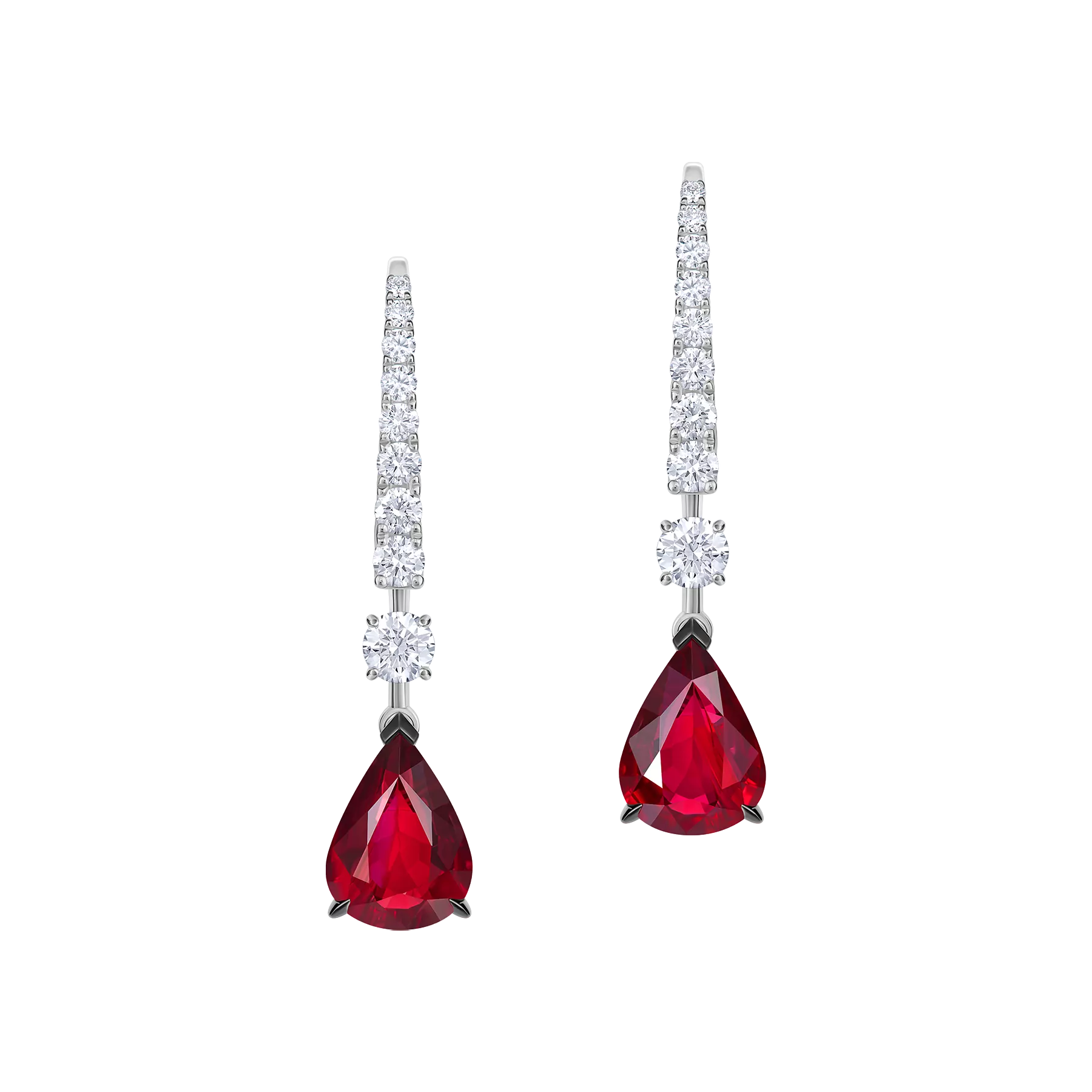 Серьги с рубинами и бриллиантами, белое золото