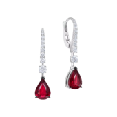 Серьги с рубинами и бриллиантами, белое золото