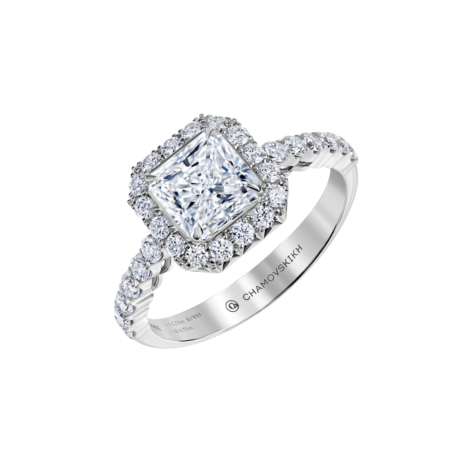 Кольцо с бриллиантами, белое золото