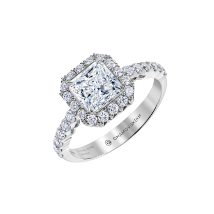 Кольцо с бриллиантами, белое золото