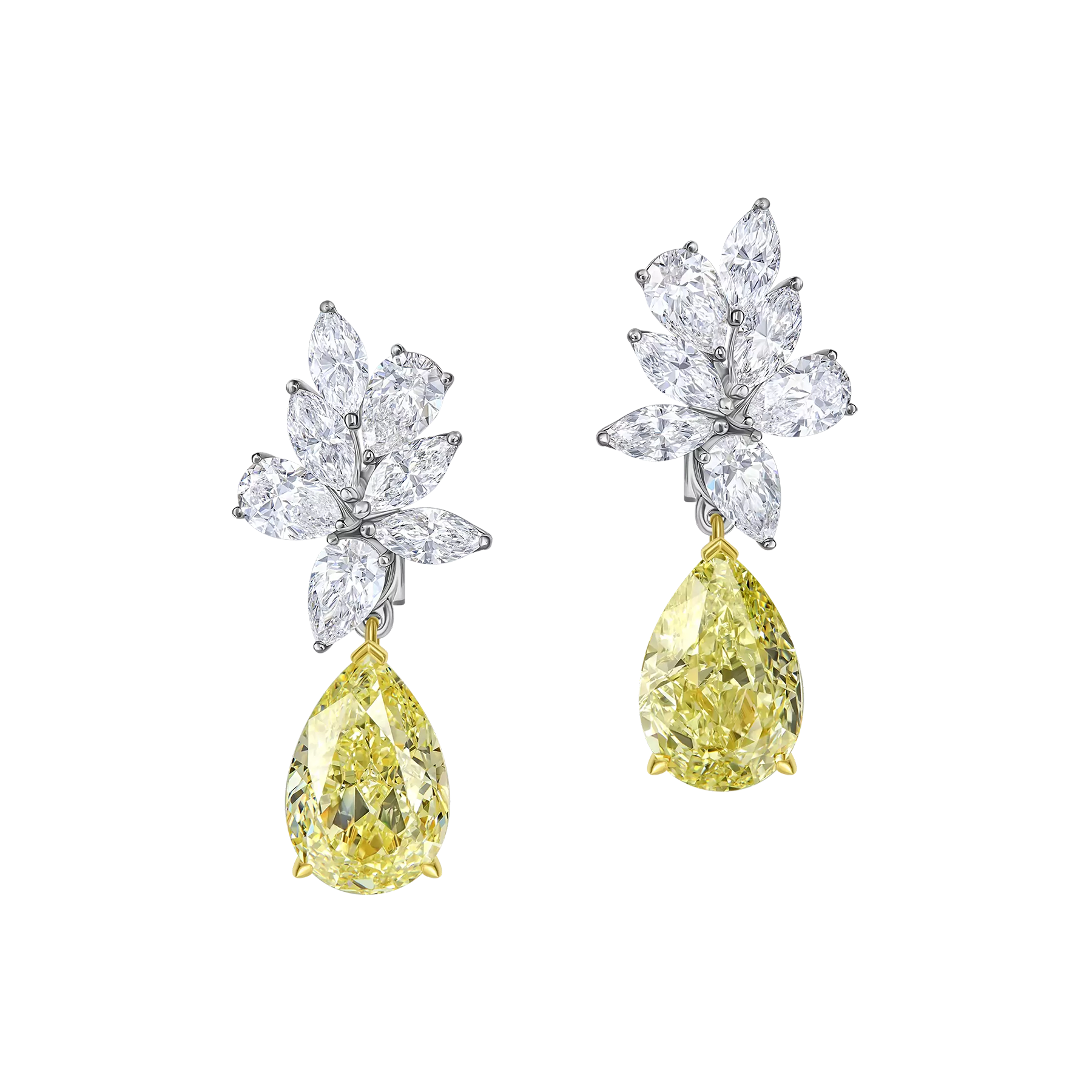 Серьги с бриллиантами, белое и жёлтое золото