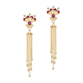 Серьги с рубинами и бриллиантами, красное золото, н.керамика