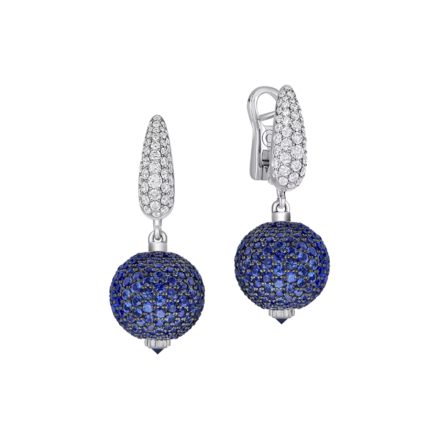 Серьги с сапфирами и бриллиантами, белое золото