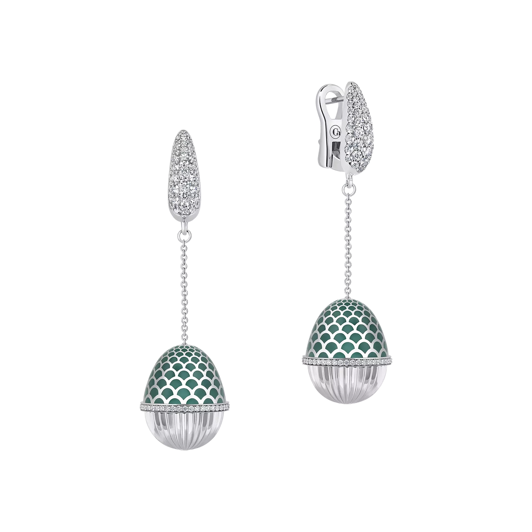 Серьги с бриллиантами, белое золото, н.керамика