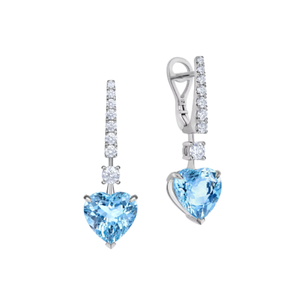Серьги с аквамаринами и бриллиантами, белое золото