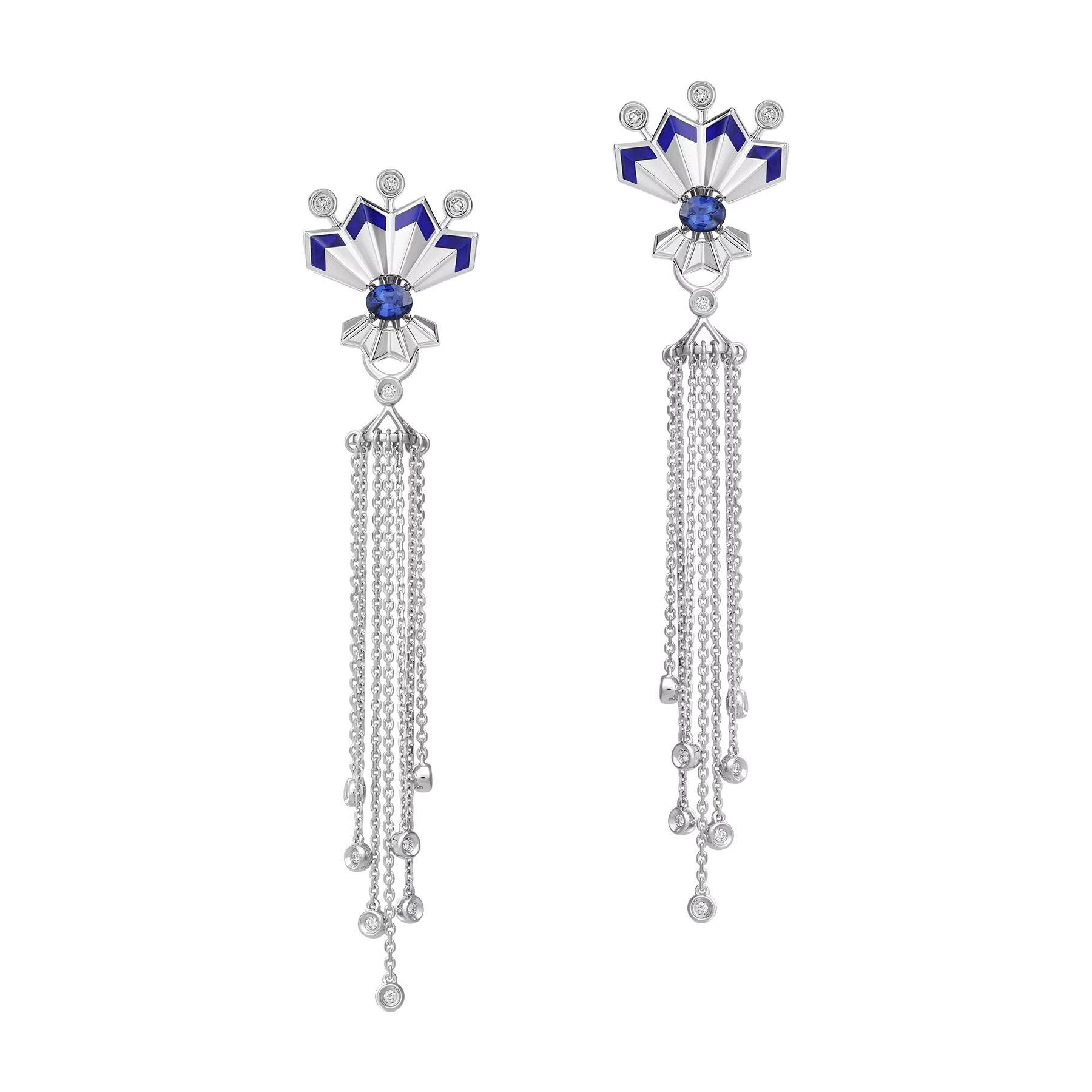 Серьги с сапфирами и бриллиантами, белое золото, н.керамика