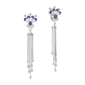 Серьги с сапфирами и бриллиантами, белое золото, н.керамика