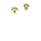 Серьги с изумрудами и бриллиантами, желтое золото, н.керамика