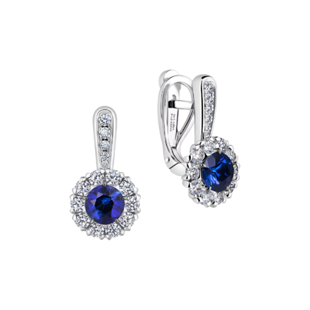 Серьги с сапфирами и бриллиантами, белое золото