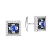 Запонки с сапфирами и бриллиантами, белое золото