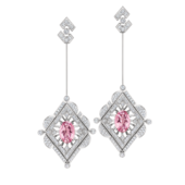 Серьги с морганитами и бриллиантами, белое золото