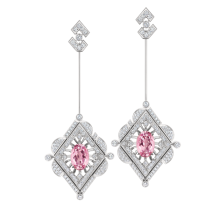 Серьги с морганитами и бриллиантами, белое золото 2