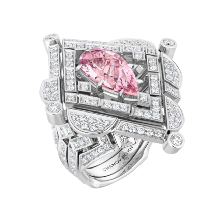 Кольцо с морганитом и бриллиантами, белое золото