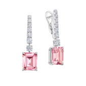 Серьги с морганитами и бриллиантами, белое золото