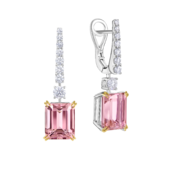 Серьги с морганитами и бриллиантами, белое золото