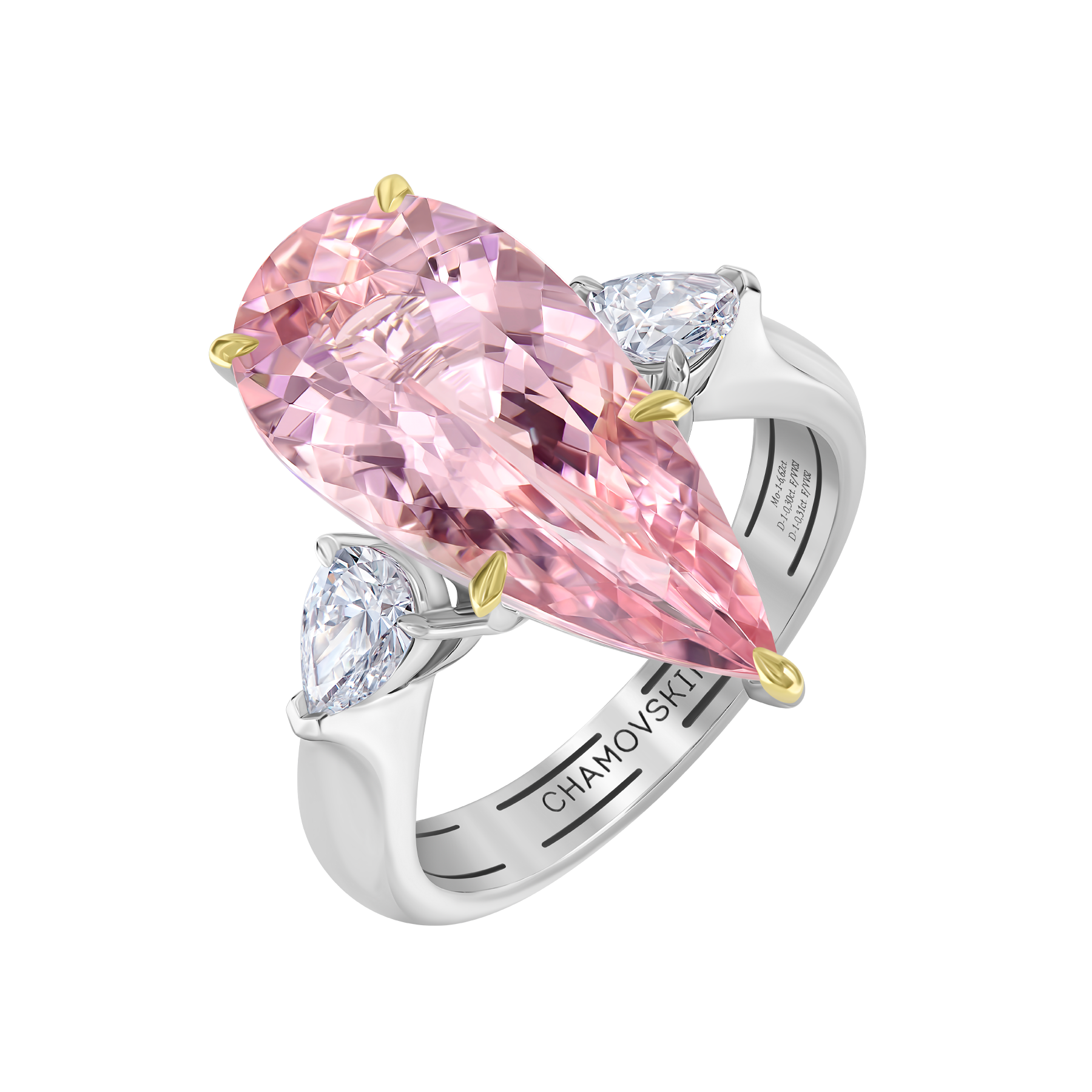 Кольцо с морганитом и бриллиантами, белое золото